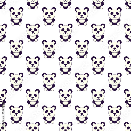 Fototapeta Naklejka Na Ścianę i Meble -  Chinese New Year illustration. Colorful seamless vector pattern of cartoon panda. Vibrant image for web sites, printing and wrapping