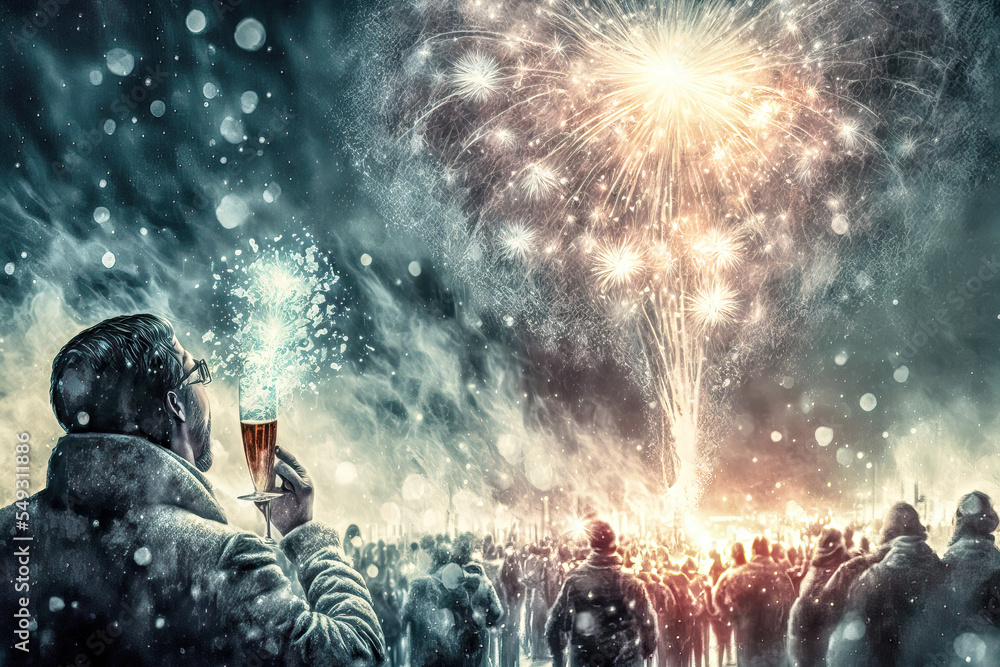 Fototapeta premium Silvester Party Feier Neujahr Begrüßung Tradition Alles Neu New Years Eve - AI Digital - Illustration Digital Art