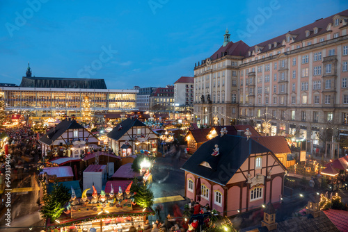 Dresden Germany Christmas market on the day of its inauguration on November 23, 2022,  Striezelmarkt is the world famous Christmas market held at Altmarkt Square in Dresden. 