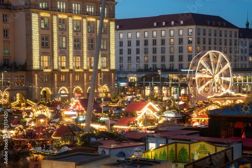 Dresden Germany Christmas market on the day of its inauguration on November 23, 2022, Striezelmarkt is the world famous Christmas market held at Altmarkt Square in Dresden. 