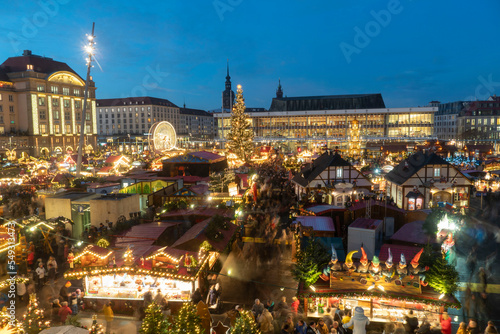 Dresden Germany Christmas market on the day of its inauguration on November 23, 2022,  Striezelmarkt is the world famous Christmas market held at Altmarkt Square in Dresden. 