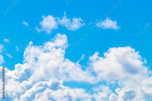Blue sky with beautiful clouds on sunny day in Mexico.