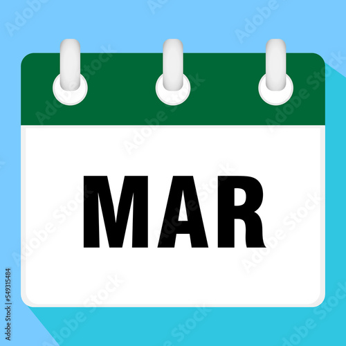 Calendar icon for March. Vector illustration.