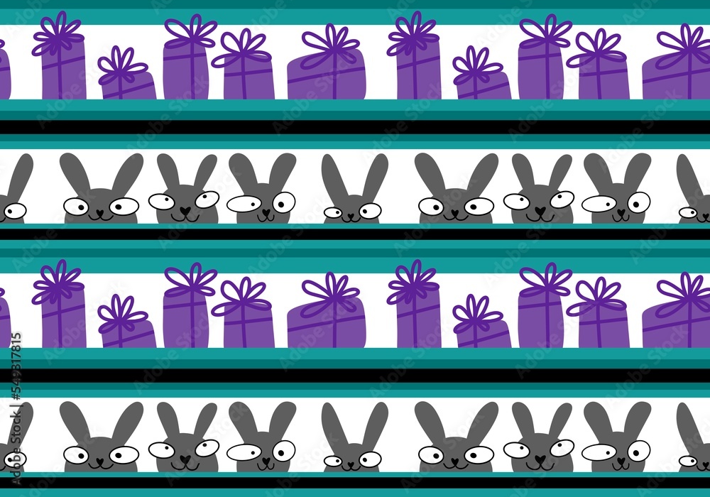 Cartoon animals seamless rabbit bunnies pattern for wrapping paper and fabrics and linens and kids clothes print Cartoon animals seamless rabbit bunnies pattern for wrapping paper and fabrics and linens and kids clothes print