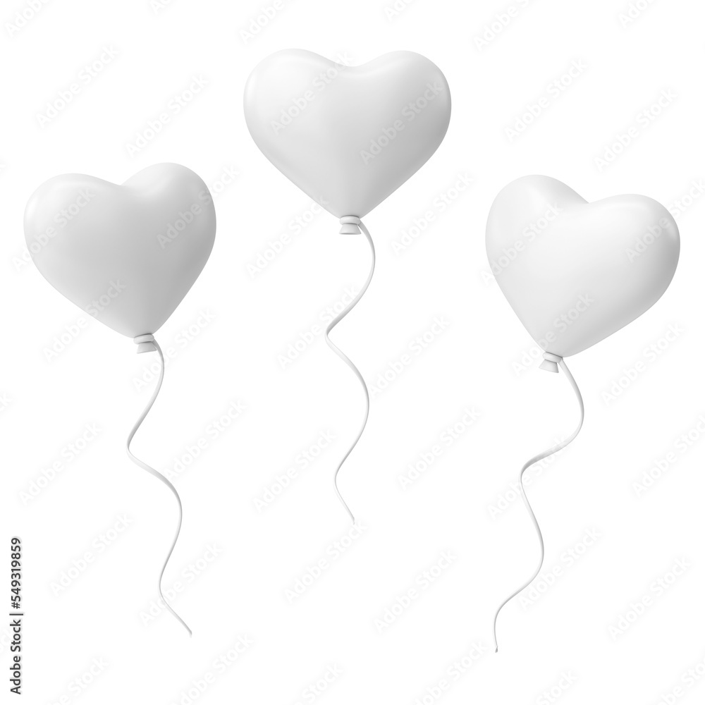 Heart balloon. Valentine card decoration. 3D illustration.