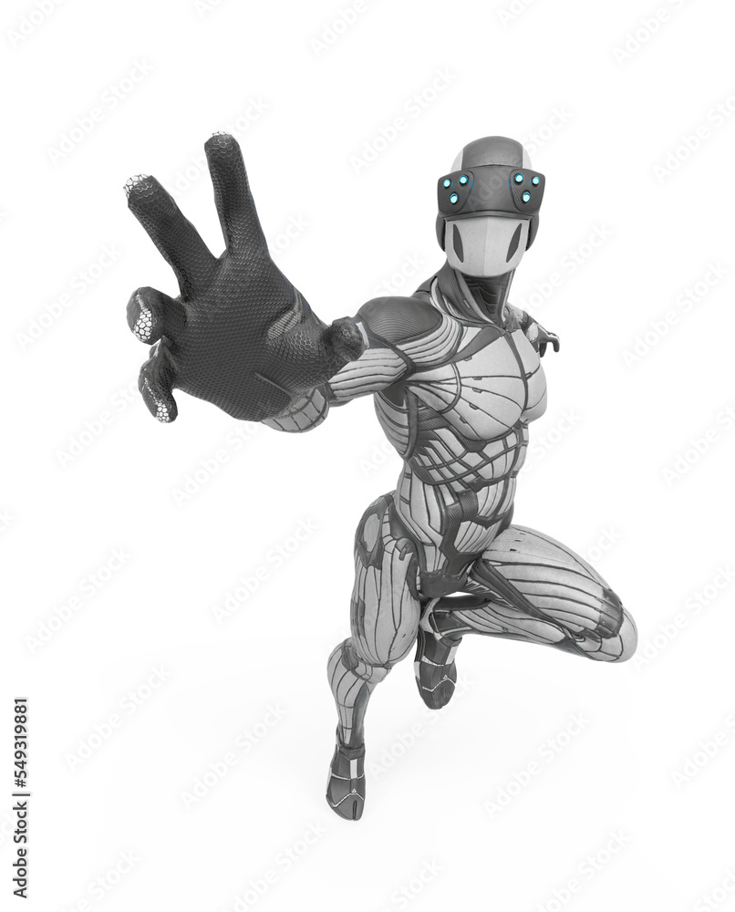 super hero in an exosuit is trying to reach you super hero in an exosuit is trying to reach you