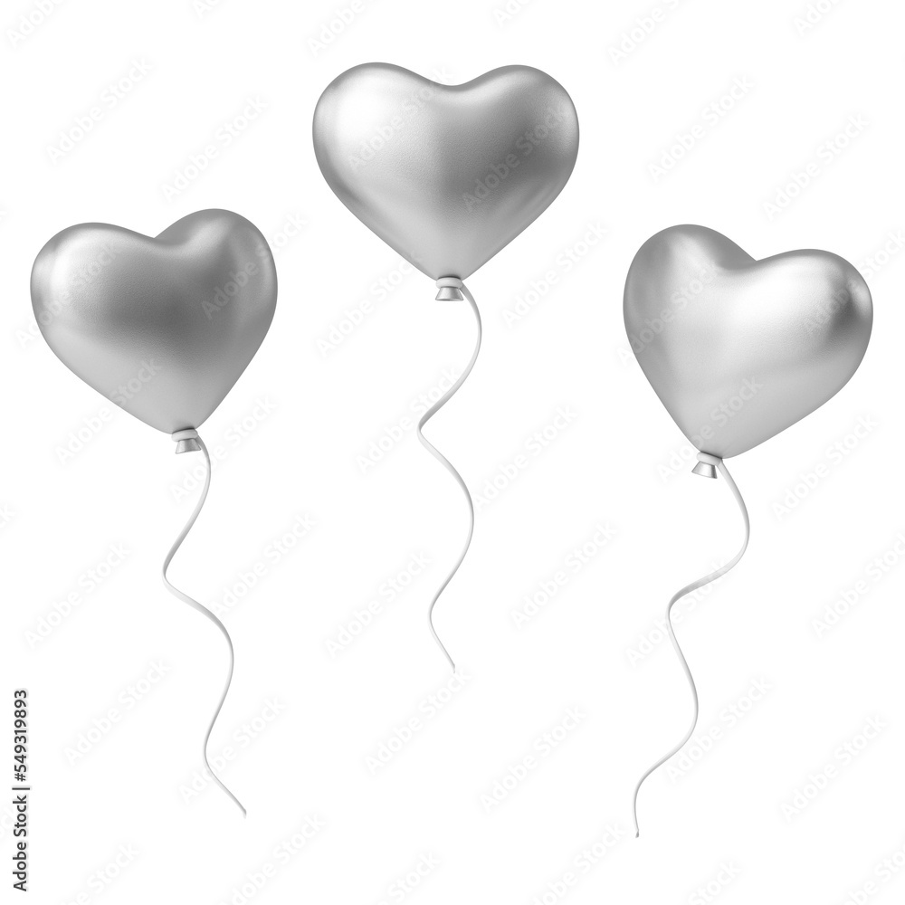 Heart balloon. Valentine card decoration. 3D illustration.