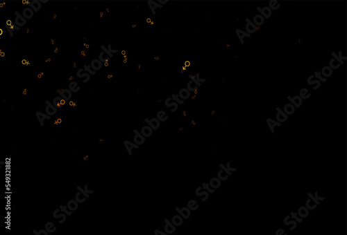 Dark orange vector background with gender symbols.