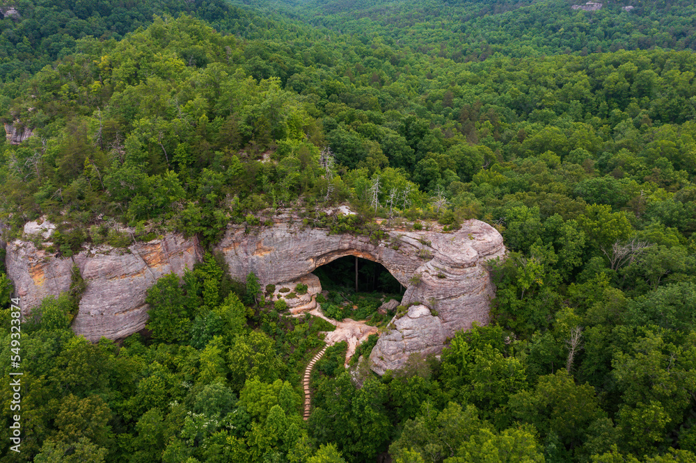 Natural Sandstone Arch + Forested Hills - Daniel Boone National Forest - Southern Kentucky