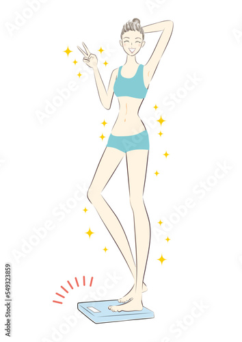 スタイルのいい女性　ダイエット成功　美ボディ 　イラスト