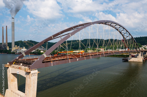 New Tied Arch Bridge Under Construction - Corten Steel - Ohio River - Brilliant, Ohio & West Virginia