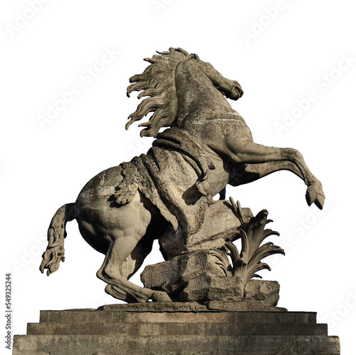 Transparent statue of the horse made from stone in png format