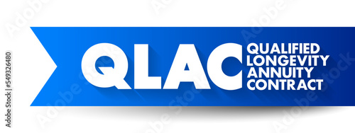 QLAC Qualified Longevity Annuity Contract - deferred income annuity funded with assets from a qualified retirement plan, acronym text concept background