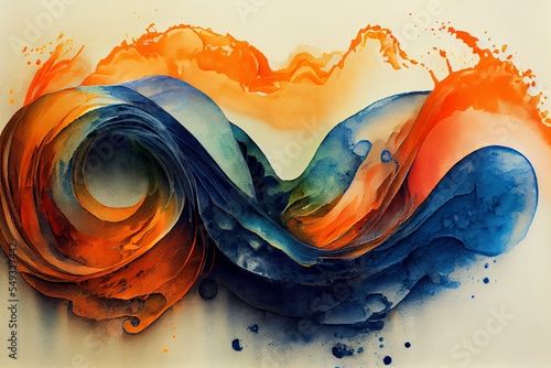 beautiful abstract watercolor background with modern orange and blue colors for banner or header
