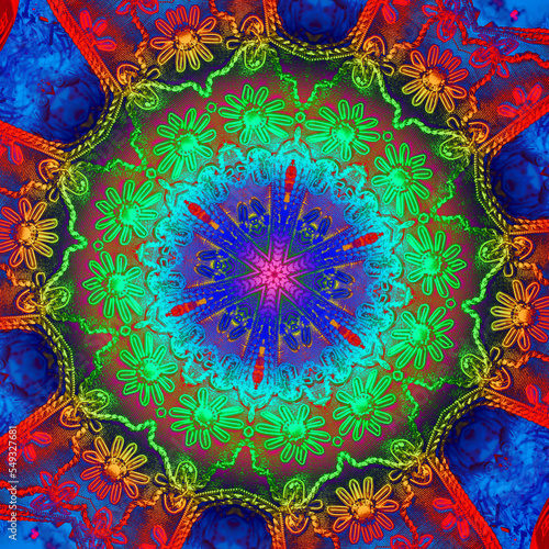 radial kaleidoscopic lace rainbow