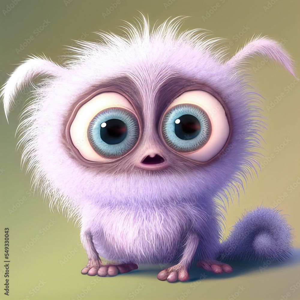 Cool cartoon fur monster. generated sketch art Cool cartoon fur monster. generated sketch art