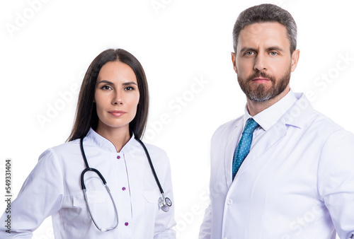 therapist doctor and nurse isolated on white. therapist doctor and nurse in studio.