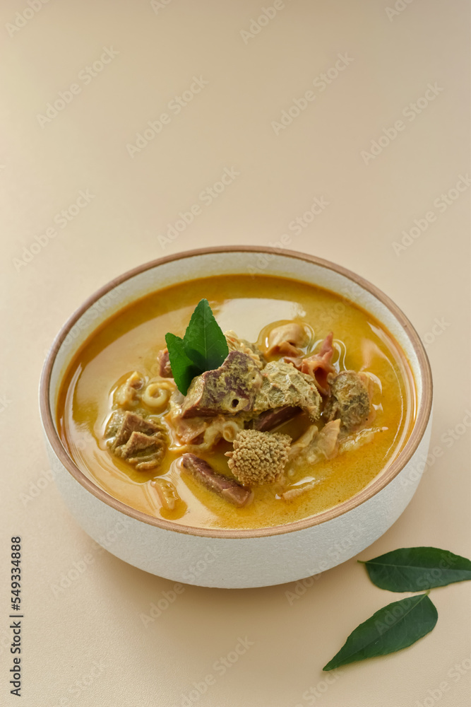 Gulai or Gule Babat Jeroan Kambing Khas Solo. Goat or Lamb curry and