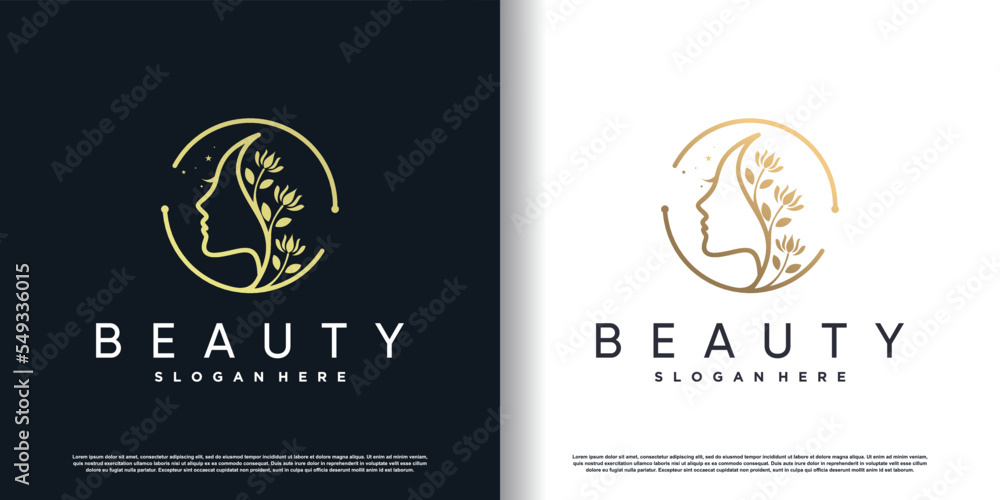 beauty logo design with creative concept premium vector
