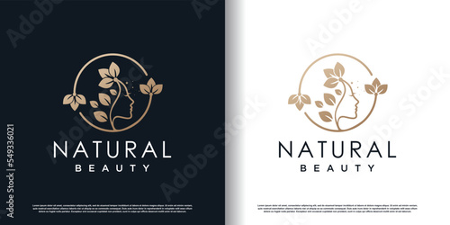 beauty logo design with creative concept premium vector