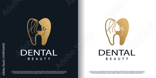 dental beauty logo with creative concept premium vector