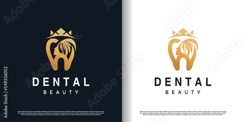 dental beauty logo with creative concept premium vector