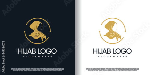hijab logo with creative style concept premium vector