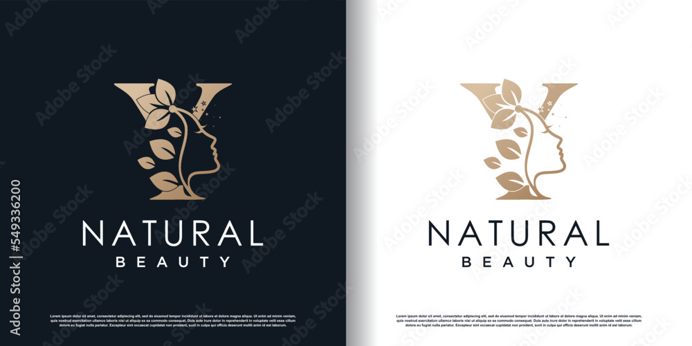 letter y logo with natural beauty concept premium vector