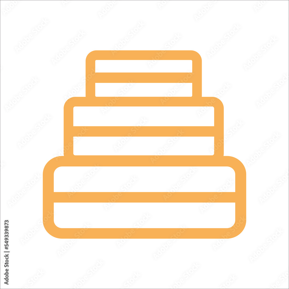 Three-tier cake with yellow lines on white background Three-tier cake with yellow lines on white background