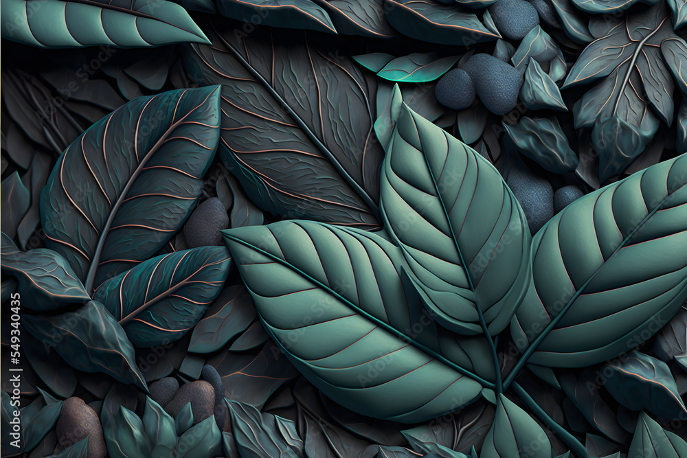 Pattern leaves stone 3d render abstract background, modern, elegant. Artistic template for design Pattern leaves stone 3d render abstract background, modern, elegant. Artistic template for design