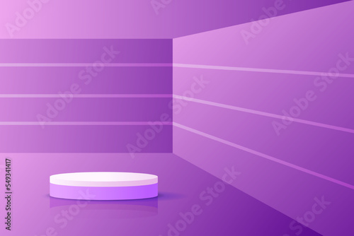 Set purple violet 3d object cylinder pedestal podium display gradient color minimal scene showroom