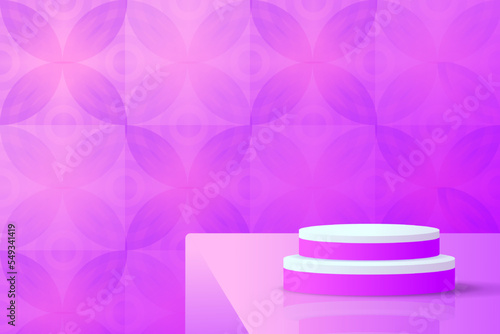 Set purple violet 3d object cylinder pedestal podium display gradient color minimal scene showroom