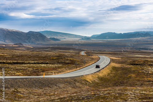 Принти на полотні Scenic curvy Iceland ring road within golden circle that connects the island pop