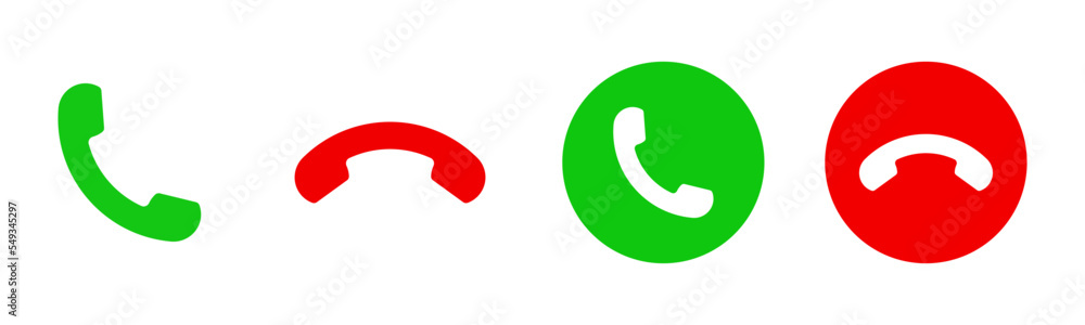 Phone call icon accept and decline set Phone call icon accept and decline set