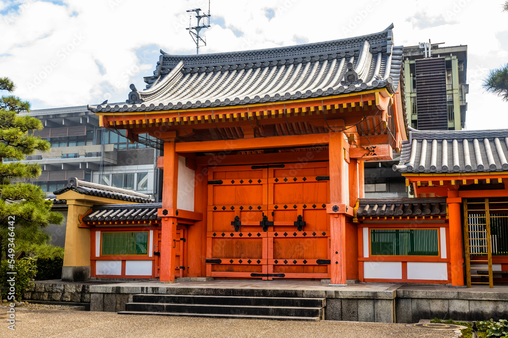 Red gates at Rengeoin Sanjusangendo temple yard shrine Red gates at Rengeoin Sanjusangendo temple yard shrine