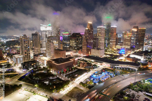 Houston, Texas skyline at night.