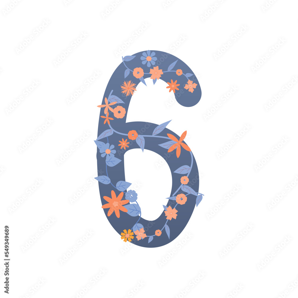 Pastel cute flower on decoration on number for decorating or printing Pastel cute flower on decoration on number for decorating or printing
