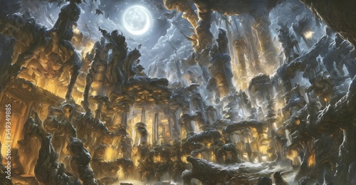 満月の夜の異界の古代遺跡