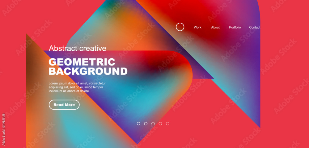 Geometric landing page background. Fluid colors and simple shapes abstract composition. Vector illustration for wallpaper, banner, background, leaflet, catalog, cover, flyer Geometric landing page background. Fluid colors and simple shapes abstract composition. Vector illustration for wallpaper, banner, background, leaflet, catalog, cover, flyer