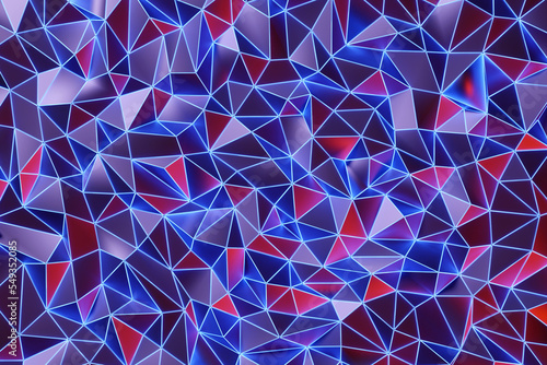 3d Illustration  rows of    red and purple  triangles  .Geometric background   pattern.
