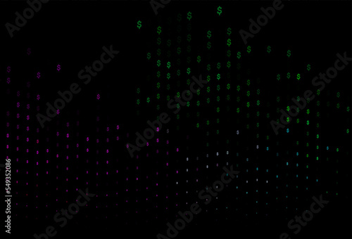Dark Multicolor, Rainbow vector layout with banking symbols. © Dmitry