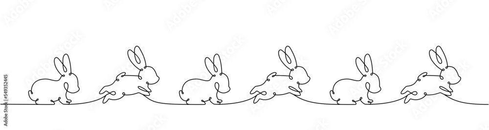Rabbit one line drawing. Year of the Rabbit. Hare continuous one line illustration. Vector illustration. Rabbit one line drawing. Year of the Rabbit. Hare continuous one line illustration. Vector illustration.