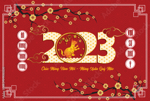Happy lunar new year 2023, Vietnamese new year, Year of the Cat.