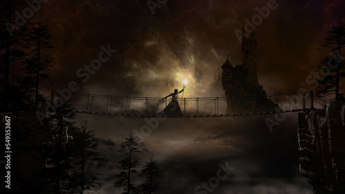 Fotografia Dark mage on the bridge