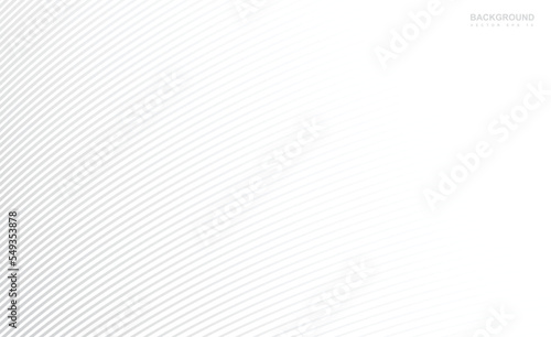 Abstract monochromatic line background. Curve wavy grey line, white backdrop design. Minimal vector illustration, diagonal strip wave. Decorative element. EPS 10.