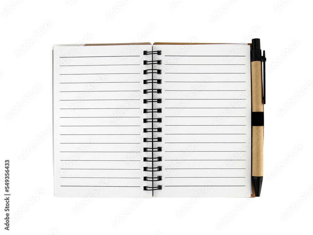 open notebook with lined and recycled paper pen isolated on transparent open notebook with lined and recycled paper pen isolated on transparent