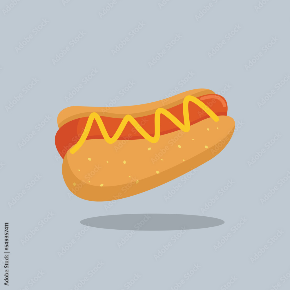 fast food hotdog meal tasty illustration in flat vector design