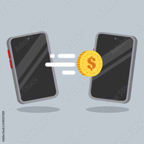 vector samrtphone transfer payment e-money illustration with flat design