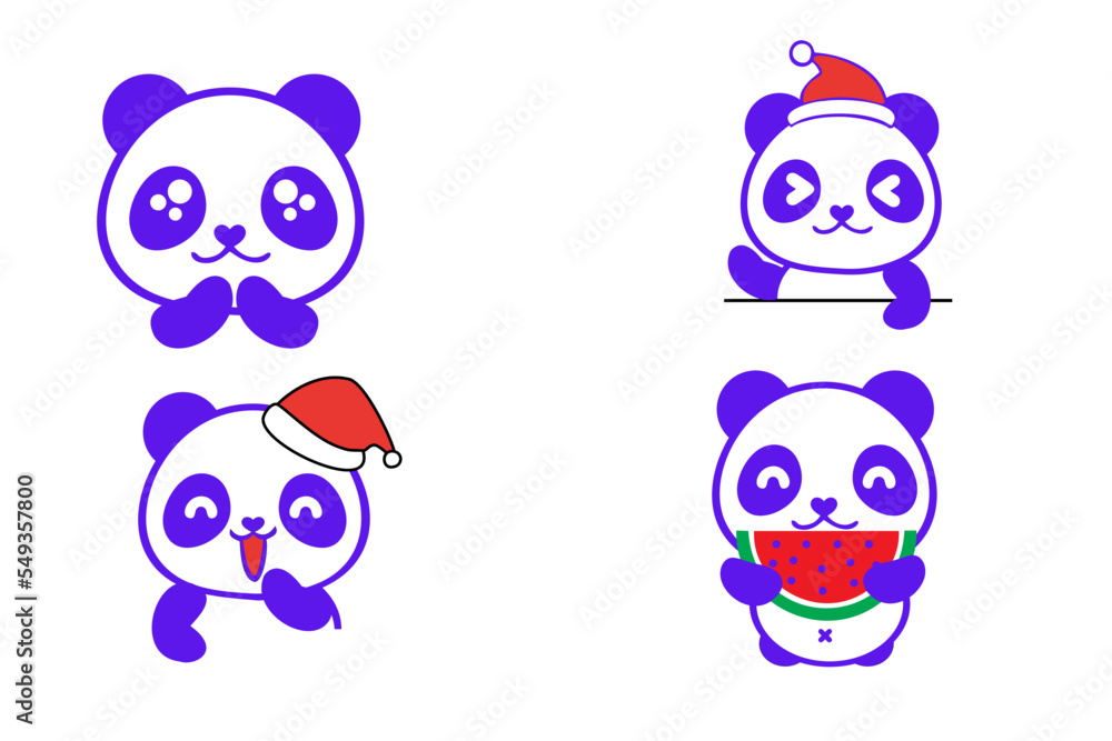 cute panda illustration set

