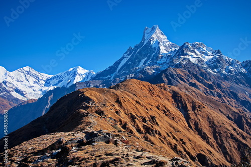 Scenic view at Annapurna massif in Himalaya mountains
